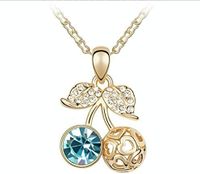 Swarovski Elements 18K Gold Plated Necklace Encrusted with Blue Swarovski Crystals SWR-439