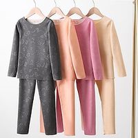 Kids Girls' Pajama Set Long Sleeve Pink Orange Khaki Letter Bear Fall Winter Fashion Home 7-13 Years Lightinthebox - thumbnail