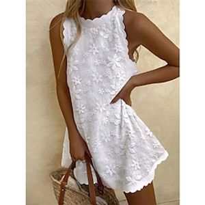 Women's Casual Dress Tank Dress Summer Dress Floral Print Crew Neck Mini Dress Fashion Streetwear Outdoor Street Sleeveless Loose Fit Black White Summer Spring S M L XL XXL Lightinthebox