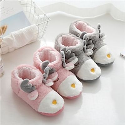 Christmas  Winter Home Cotton Slippers Christmas Deer Home Cotton  Plush Insulation Postpartum  Thick Soled Short Home Boots Lightinthebox
