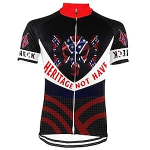21Grams Men's Short Sleeve Cycling Jersey Dark Navy Skull American  USA Bike Top Mountain Bike MTB Road Bike Cycling Spandex Polyester Breathable Quick Dry Moisture Wicking Sports Clothing Apparel Lightinthebox