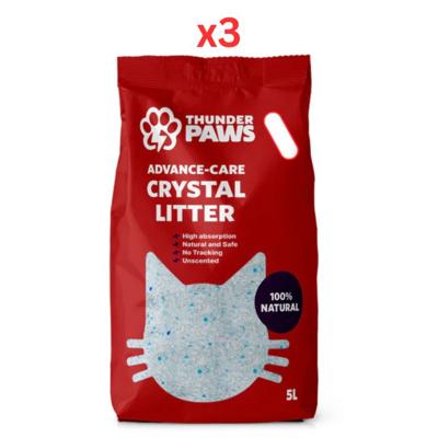 Thunder Paws Advance Care Non-Clumping Crystal Cat Litter - Unscented 5L (Pack Of 3)