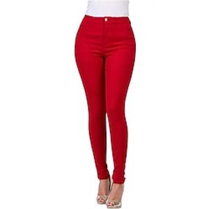 Women's Pants Trousers Leggings Full Length Denim High Cut Micro-elastic High Waist Fashion Streetwear Street Daily Wine Black S M Fall Winter miniinthebox
