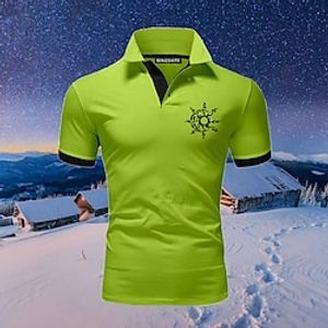 Men's Sport Polo Polo Shirt Casual Holiday Lapel Short Sleeve Fashion Basic Plain Button Summer Regular Fit Apple Green Wine Yellow and Navy White Pink Dark Navy Sport Polo miniinthebox