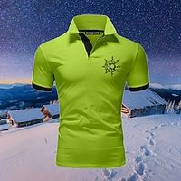Men's Sport Polo Polo Shirt Casual Holiday Lapel Short Sleeve Fashion Basic Plain Button Summer Regular Fit Apple Green Wine Yellow and Navy White Pink Dark Navy Sport Polo miniinthebox - thumbnail