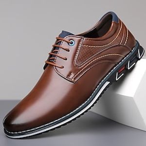 Men's Oxfords Dress Shoes Dress Loafers Walking Business British Daily Party  Evening Faux Leather Warm Lace-up Black Brown Summer Spring Lightinthebox