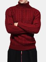 Jacquard High Collar Casual Sweater - thumbnail