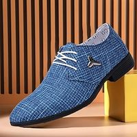Men's Oxfords Retro Formal Shoes Walking Casual Daily Leather Comfortable Booties  Ankle Boots Loafer Silver Blue Spring Fall Lightinthebox - thumbnail