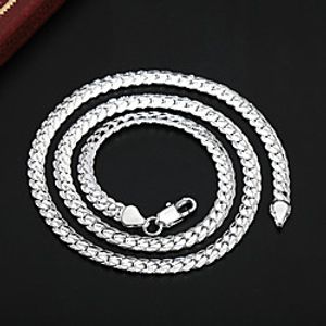 Chain Necklace Beaded Necklace Chains Women's Men's Geometrical Silver Plated Precious Fashion Rock Cool Silver 51 cm Necklace Jewelry 1pc for Christmas Wedding Street Daily Work Geometric Lightinthebox