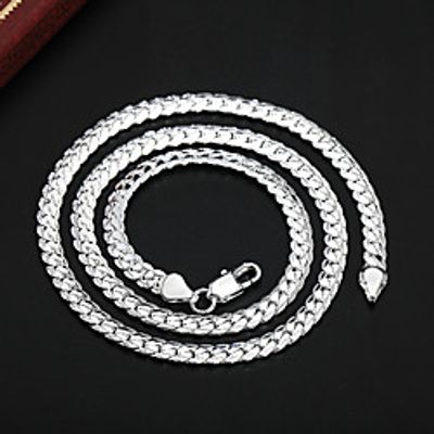 Chain Necklace Beaded Necklace Chains Women's Men's Geometrical Silver Plated Precious Fashion Rock Cool Silver 51 cm Necklace Jewelry 1pc for Christmas Wedding Street Daily Work Geometric Lightinthebox