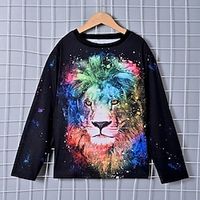 Boys 3D Lion Tee Shirt Long Sleeve 3D Print Fall Winter Sports Fashion Streetwear Polyester Kids 3-12 Years Crew Neck Outdoor Casual Daily Regular Fit miniinthebox - thumbnail