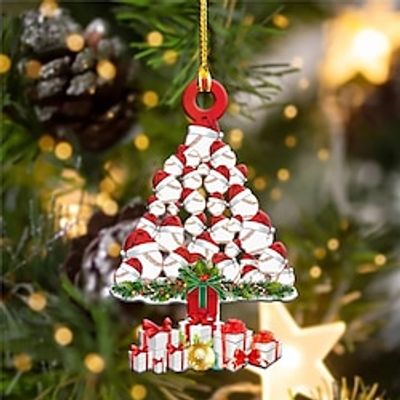 Christmas Decorations Xmas Tree Pendants Creative 2D Acrylic Decorative Hanging Ornaments Farmhouse Decoration miniinthebox