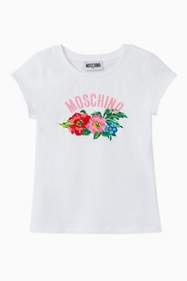 Floral Logo T-shirt in Cotton Jersey Floral Logo T-shirt in Cotton Jersey