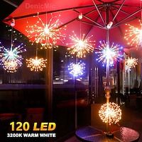 4/2 Pcs Firework Lights Starburst Lights 8 Modes 120 LED Battery Operated Chandelier Star Lights with Remote, Hanging Ceiling Decor for Bedroom, Yard, Patio, Party, Christmas miniinthebox - thumbnail