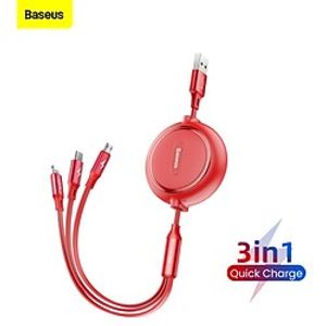 Baseus Multi Charging Cable Super Convenient Retractable Phone Chargers Cord with Type CMicro USBI Port for Phones and Tablets 3.5A 4FT Compact for CarTravel Lightinthebox