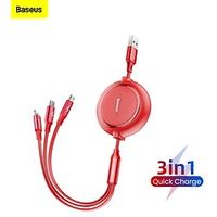 Baseus Multi Charging Cable Super Convenient Retractable Phone Chargers Cord with Type CMicro USBI Port for Phones and Tablets 3.5A 4FT Compact for CarTravel Lightinthebox - thumbnail