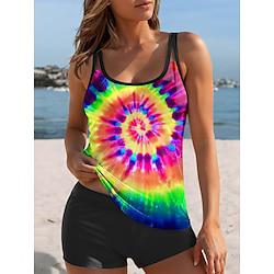 Women's Swimwear Tankini Two Piece Swimsuit Tie Dye Vacation Tie Dye Gradient Lightinthebox