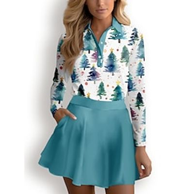 Women's Golf Polo Shirt Blue Long Sleeve Sun Protection Top Fall Winter Ladies Golf Attire Clothes Outfits Wear Apparel miniinthebox