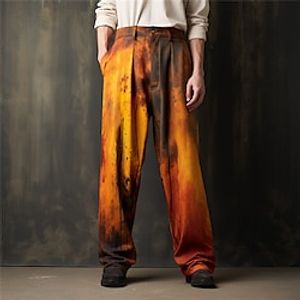 Gradient Ramp Cowboy Vintage Men's 3D Print Pants Trousers Outdoor Street Wear to work Polyester Brown S M L High Elasticity Pants Lightinthebox