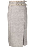 Christian Dior 2000s pre-owned double-belted pencil skirt - NEUTRALS