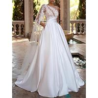 Wedding Dresses Ball Gown Off Shoulder V Neck Regular Straps Chapel Train Satin Bridal Gowns With Pleats Ruched 2024 Lightinthebox