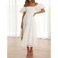 Women's White Dress Swing Dress A Line Dress Long Dress Maxi Dress Backless Street Holiday Date Streetwear Maxi Off Shoulder Short Sleeve Slim White Yellow Blue Color S M L XL 2XL Size Lightinthebox