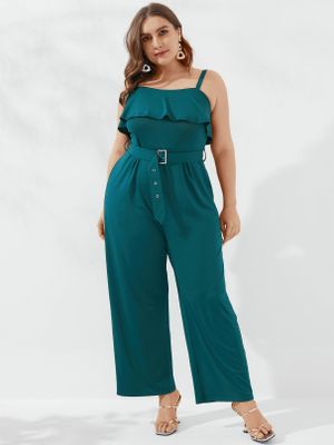 YOINS Plus Size Ruffle Trim Sleeveless Jumpsuit YOINS Plus Size Ruffle Trim Sleeveless Jumpsuit