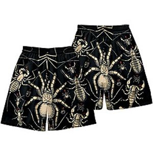 Casual / Sporty Athleisure Men's Jogger Shorts Daily Holiday Pants Short Spider Scorpion Elastic Waist 3D Print Black miniinthebox