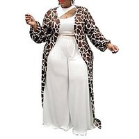 Women's Plus Size Coat Print Graphic Animal Causal Vacation Long Sleeve V Neck Long Spring Summer Black Brown L XL XXL 3XL 4XL Lightinthebox - thumbnail