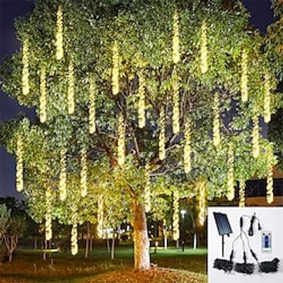 Solar Meteor Shower Rain Lights Outdoor Christmas Firecracker String Light Snow Falling Raindrop Icicle Fairy Lights for Tree Decor Lightinthebox