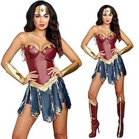 Wonder Woman Wonder Woman Cosplay Costume Outfits Halloween Props Women's Movie Cosplay Halloween Red Dress Headpiece Christmas Halloween New Year Polyester Lightinthebox - thumbnail