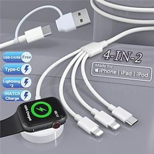 4-in-2 Apple Watch Charger Cable for Apple Watch/iPhone/Airpods Watch Magnetic Charging Cable with iWatch Series SE/8/7/6/5/4/3/2 miniinthebox