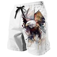 Men's Shorts Summer Shorts Casual Shorts Pocket Drawstring Elastic Waist Animal Eagle Breathable Soft Short Casual Daily Holiday Fashion Streetwear White Micro-elastic Lightinthebox