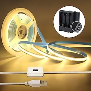 Adjustable Brightness Hand Wave Activation USB COB LED Light Strip 1-2.5m AA Battery Box Manual Scan Sensor LED Tape Light Lighting Suitable for Bedroom Backlit Kitchen Bedroom Mirror Wardrobe Display miniinthebox