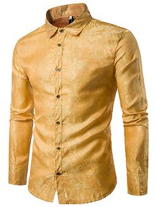 Turn Down Collar Paisley Jacquard Men Shirts