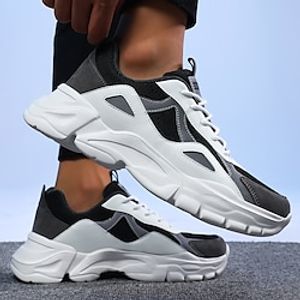 Men's Sneakers Sporty Look Dad Shoes Sporty Casual Outdoor Daily Running Shoes Mesh PU Breathable Booties  Ankle Boots Black and White Color Block Spring Fall Lightinthebox