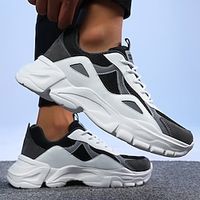 Men's Sneakers Sporty Look Dad Shoes Sporty Casual Outdoor Daily Running Shoes Mesh PU Breathable Booties  Ankle Boots Black and White Color Block Spring Fall Lightinthebox - thumbnail