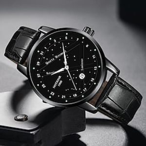 Men Quartz Watch Fashion Sport Business Analog Wristwatch Calendar Date Waterproof Waterproof Luminous Leather Strap Watch miniinthebox