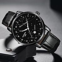 Men Quartz Watch Fashion Sport Business Analog Wristwatch Calendar Date Waterproof Waterproof Luminous Leather Strap Watch miniinthebox - thumbnail