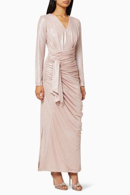 Metallic Draped Maxi Dress Metallic Draped Maxi Dress