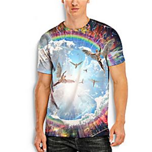 Men's Tee T shirt Shirt 3D Print Graphic Prints Angel Print Short Sleeve Daily Tops Casual Designer Big and Tall Round Neck Blue / Summer miniinthebox