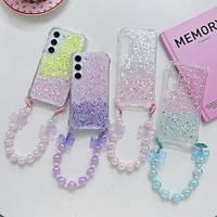 Phone Case For Samsung Galaxy S24 S24 Ultra Plus S23 Ultra Plus S23 S22 S22 Ultra S21 FE A55 A35 A25 A15 5G A54 A34 A14 Back Cover with Wrist Strap Bling Glitter Shiny Shockproof Color Gradient TPU Lightinthebox