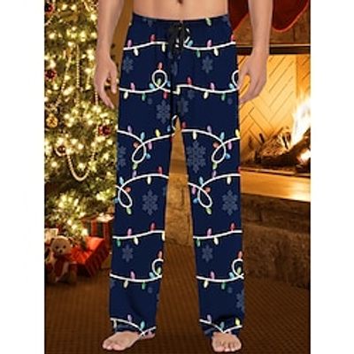 Men's Christmas Pajamas Flannel Pajama Pants Lounge Pants 1 pcs Santa Claus Graphic Prints Stylish Casual Comfort Home Christmas Daily Cotton Blend Comfort Soft Pant Drawstring Elastic Waist Spring Lightinthebox
