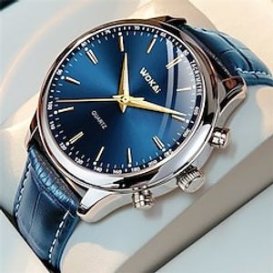 Wokai Fashion Mens Watches Casual Sport Analog Quartz Watch Men's Rome Business Student Waterproof Leather Quartz Wristwatches Men Gifts Lightinthebox