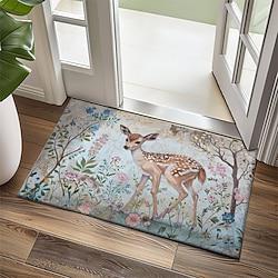 Floral Deer Doormat Kitchen Mat Floor Mat Non-Slip Area Rug Oil Proof Rug Indoor Outdoor Mat Bedroom Decor Bathroom Mat Entrance Rug Lightinthebox