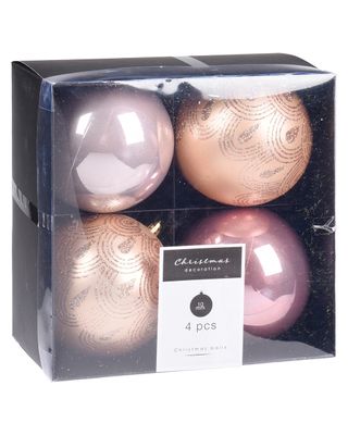 Homesmiths Christmas Ball 4 Piece Set Rose Assorted Colors 1 Pack