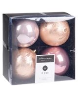 Homesmiths Christmas Ball 4 Piece Set Rose Assorted Colors 1 Pack - thumbnail