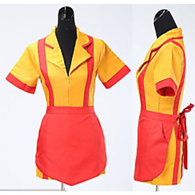 2 Broke Girls Max Cosplay Costume Outfits Costume Women's Movie Cosplay Cosplay Yellow Dress Apron Carnival Masquerade Polyester / Cotton miniinthebox
