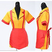 2 Broke Girls Max Cosplay Costume Outfits Costume Women's Movie Cosplay Cosplay Yellow Dress Apron Carnival Masquerade Polyester / Cotton miniinthebox - thumbnail