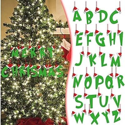 Christmas Tree Decoration 2D Acrylic Pendant Letter Pendant Decoration Greenwich Christmas Hat Xmas Home Pendant miniinthebox